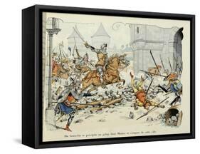 Du Guesclin Gallops Through Town During the Capture of Mantes-Paul de Semant-Framed Stretched Canvas