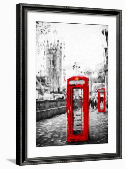 Dual Phone Booths - In the Style of Oil Painting-Philippe Hugonnard-Framed Giclee Print