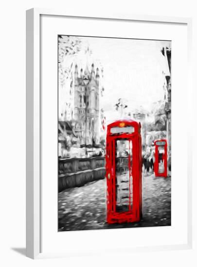 Dual Phone Booths - In the Style of Oil Painting-Philippe Hugonnard-Framed Giclee Print