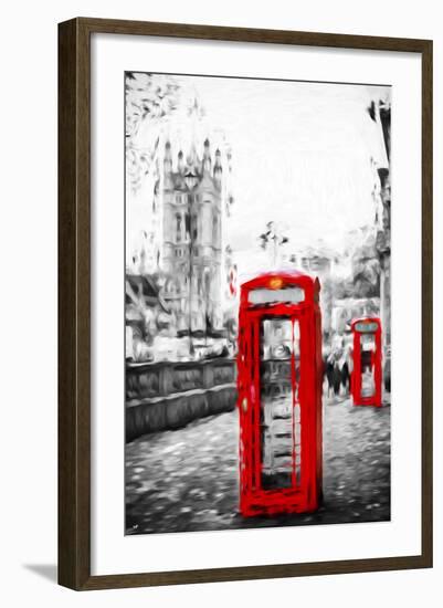 Dual Phone Booths - In the Style of Oil Painting-Philippe Hugonnard-Framed Giclee Print