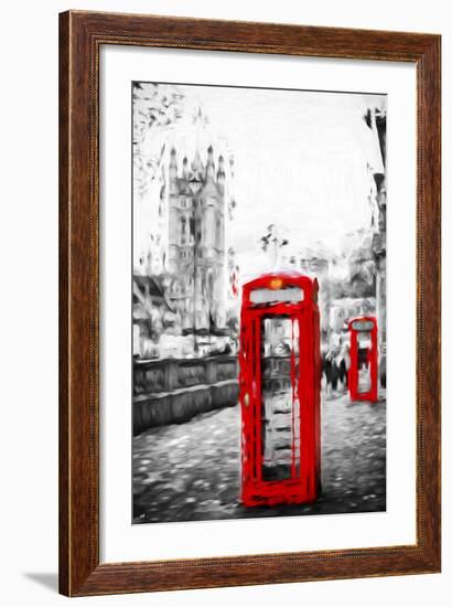 Dual Phone Booths - In the Style of Oil Painting-Philippe Hugonnard-Framed Giclee Print