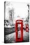 Dual Phone Booths - In the Style of Oil Painting-Philippe Hugonnard-Stretched Canvas