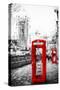Dual Phone Booths - In the Style of Oil Painting-Philippe Hugonnard-Stretched Canvas