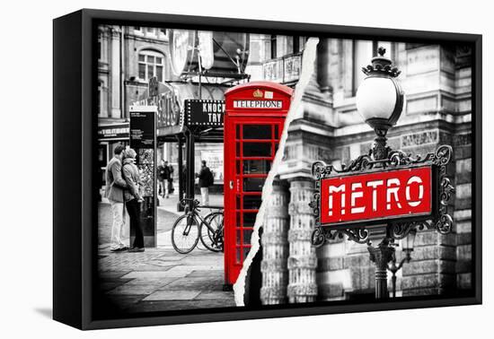 Dual Torn Posters Series - London - Paris-Philippe Hugonnard-Framed Stretched Canvas