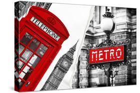 Dual Torn Posters Series - London - Paris-Philippe Hugonnard-Stretched Canvas