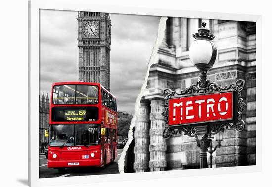 Dual Torn Posters Series - London - Paris-Philippe Hugonnard-Framed Photographic Print