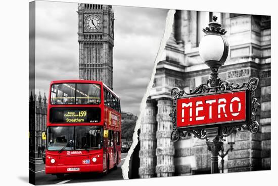 Dual Torn Posters Series - London - Paris-Philippe Hugonnard-Stretched Canvas