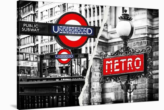 Dual Torn Posters Series - London - Paris-Philippe Hugonnard-Stretched Canvas