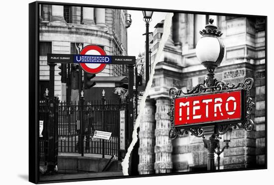 Dual Torn Posters Series - London - Paris-Philippe Hugonnard-Framed Stretched Canvas