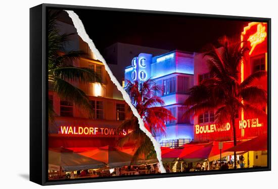 Dual Torn Posters Series - Miami-Philippe Hugonnard-Framed Stretched Canvas