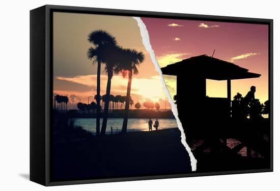 Dual Torn Posters Series - Miami-Philippe Hugonnard-Framed Stretched Canvas