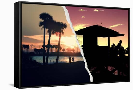 Dual Torn Posters Series - Miami-Philippe Hugonnard-Framed Stretched Canvas