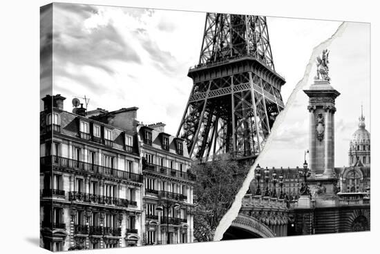 Dual Torn Posters Series - Paris - France-Philippe Hugonnard-Stretched Canvas