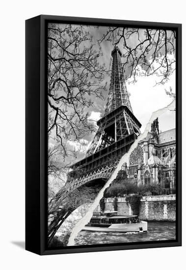 Dual Torn Posters Series - Paris - France-Philippe Hugonnard-Framed Stretched Canvas