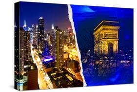 Dual Torn Posters Series - Paris - New York-Philippe Hugonnard-Stretched Canvas