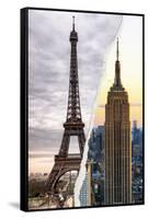 Dual Torn Posters Series - Paris - New York-Philippe Hugonnard-Framed Stretched Canvas