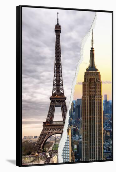 Dual Torn Posters Series - Paris - New York-Philippe Hugonnard-Framed Stretched Canvas