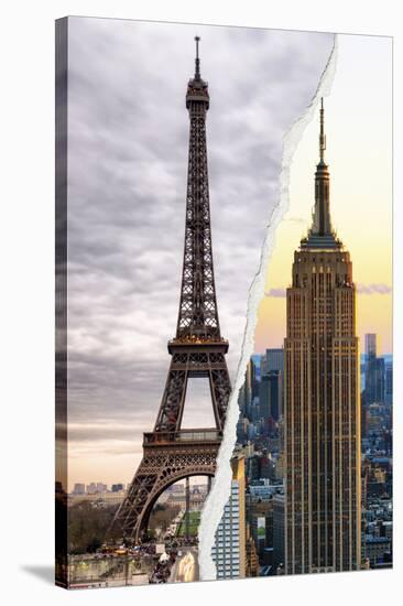 Dual Torn Posters Series - Paris - New York-Philippe Hugonnard-Stretched Canvas