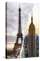 Dual Torn Posters Series - Paris - New York-Philippe Hugonnard-Stretched Canvas