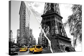 Dual Torn Posters Series - Paris - New York-Philippe Hugonnard-Stretched Canvas