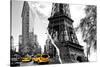 Dual Torn Posters Series - Paris - New York-Philippe Hugonnard-Stretched Canvas