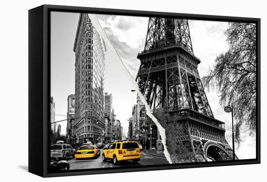 Dual Torn Posters Series - Paris - New York-Philippe Hugonnard-Framed Stretched Canvas