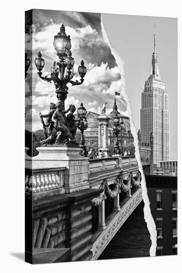 Dual Torn Posters Series - Paris - New York-Philippe Hugonnard-Stretched Canvas