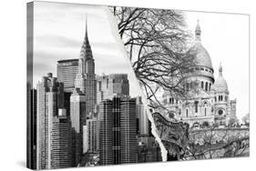 Dual Torn Posters Series - Paris - New York-Philippe Hugonnard-Stretched Canvas