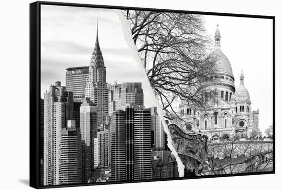 Dual Torn Posters Series - Paris - New York-Philippe Hugonnard-Framed Stretched Canvas