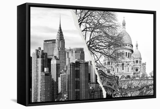 Dual Torn Posters Series - Paris - New York-Philippe Hugonnard-Framed Stretched Canvas