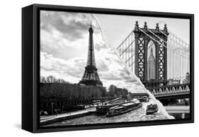 Dual Torn Posters Series - Paris - New York-Philippe Hugonnard-Framed Stretched Canvas