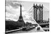 Dual Torn Posters Series - Paris - New York-Philippe Hugonnard-Stretched Canvas