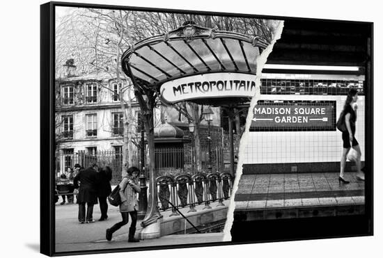 Dual Torn Posters Series - Paris - New York-Philippe Hugonnard-Framed Stretched Canvas