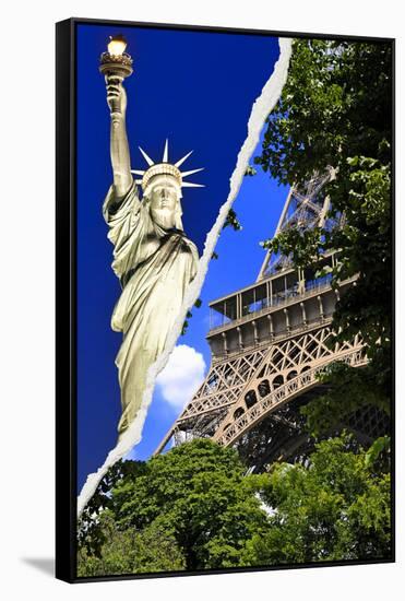 Dual Torn Posters Series - Paris - New York-Philippe Hugonnard-Framed Stretched Canvas