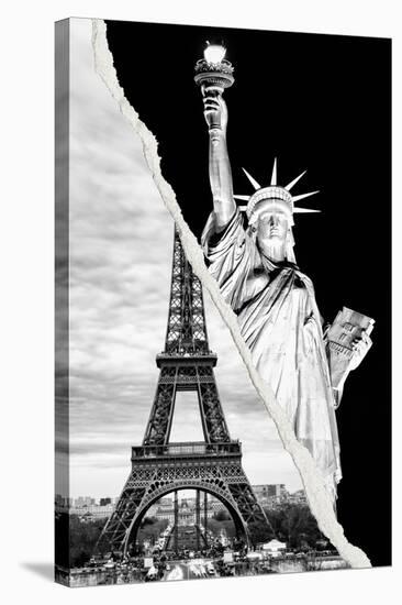 Dual Torn Posters Series - Paris - New York-Philippe Hugonnard-Stretched Canvas