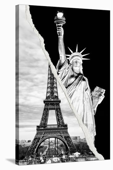 Dual Torn Posters Series - Paris - New York-Philippe Hugonnard-Stretched Canvas