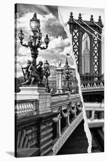 Dual Torn Posters Series - Paris - New York-Philippe Hugonnard-Stretched Canvas