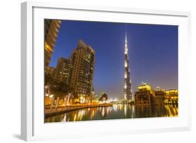 Dubai Burj Khalifa and Skyscrapers at Night, Dubai City, United Arab Emirates, Middle East-Neale Clark-Framed Photographic Print