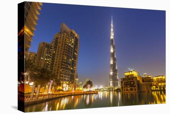 Dubai Burj Khalifa and Skyscrapers at Night, Dubai City, United Arab Emirates, Middle East-Neale Clark-Stretched Canvas