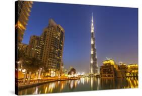 Dubai Burj Khalifa and Skyscrapers at Night, Dubai City, United Arab Emirates, Middle East-Neale Clark-Stretched Canvas