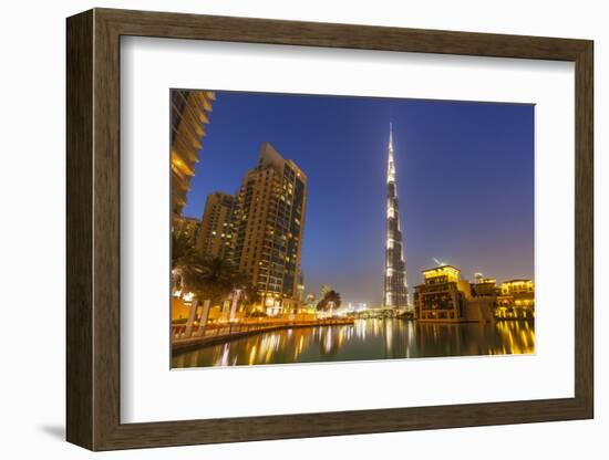 Dubai Burj Khalifa and Skyscrapers at Night, Dubai City, United Arab Emirates, Middle East-Neale Clark-Framed Photographic Print