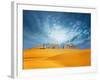 Dubai Desert Camel Safari. Arab Culture, Tradition and Tourism Landscape. Arabian People Traveling-Banana Republic images-Framed Photographic Print