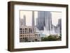 Dubai Fountain and Burj Khalifa, Downtown, Dubai, United Arab Emirates, Middle East-Amanda Hall-Framed Photographic Print