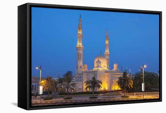 Dubai Jumeirah Mosque at Night, Dubai, United Arab Emirates, Middle East-Neale Clark-Framed Stretched Canvas