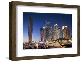 Dubai Marina at Twilight with the Cayan Tower (Infinity Tower)-Cahir Davitt-Framed Photographic Print