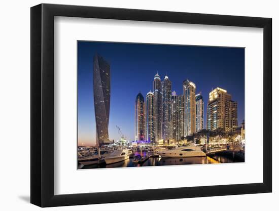 Dubai Marina at Twilight with the Cayan Tower (Infinity Tower)-Cahir Davitt-Framed Photographic Print