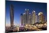 Dubai Marina at Twilight with the Cayan Tower (Infinity Tower)-Cahir Davitt-Mounted Photographic Print