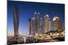 Dubai Marina at Twilight with the Cayan Tower (Infinity Tower)-Cahir Davitt-Mounted Photographic Print