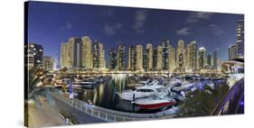 Dubai Marina, Night Photography, Yachts, Tower, Hotels-Axel Schmies-Stretched Canvas