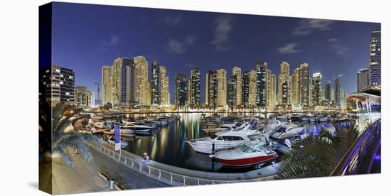 Dubai Marina, Night Photography, Yachts, Tower, Hotels-Axel Schmies-Stretched Canvas